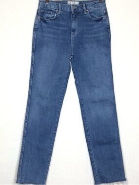 Free People High-Rise Slim Straight Blue Jeans